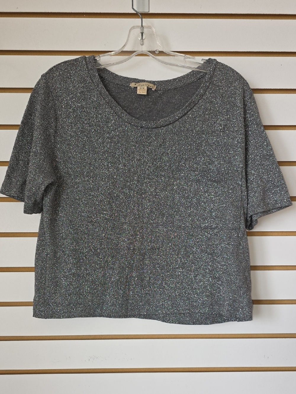 Forever 21 Silver Metallic Short Sleeve Tee